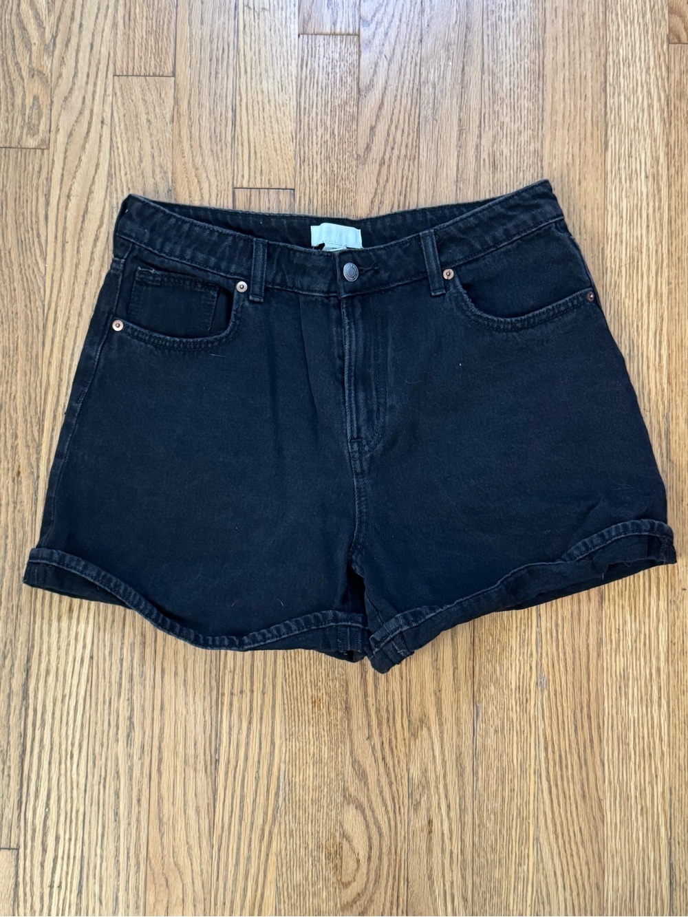 H&M Black High-Rise Denim Shorts
